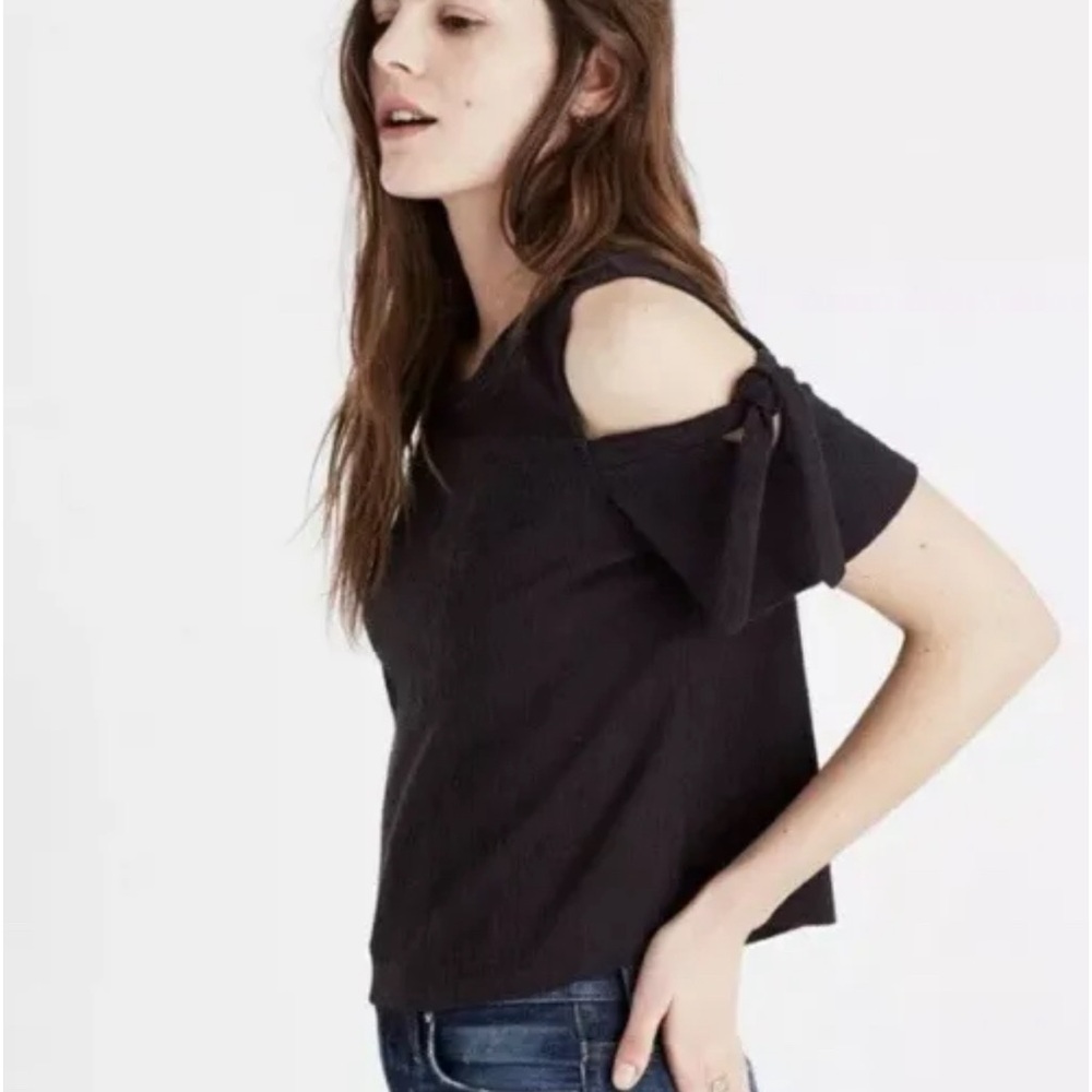 Madewell black cold shoulder loose fitting top